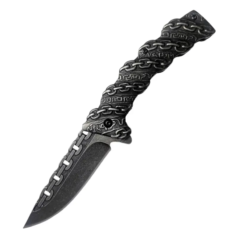 Men's Embossed Folding Pocket Knife with Liner Lock Clip, Durable Outdoor Utility Knife, Lightweight Portable Camping Knife, Perfect Birthday Gift for Dad high-quality survival hiking