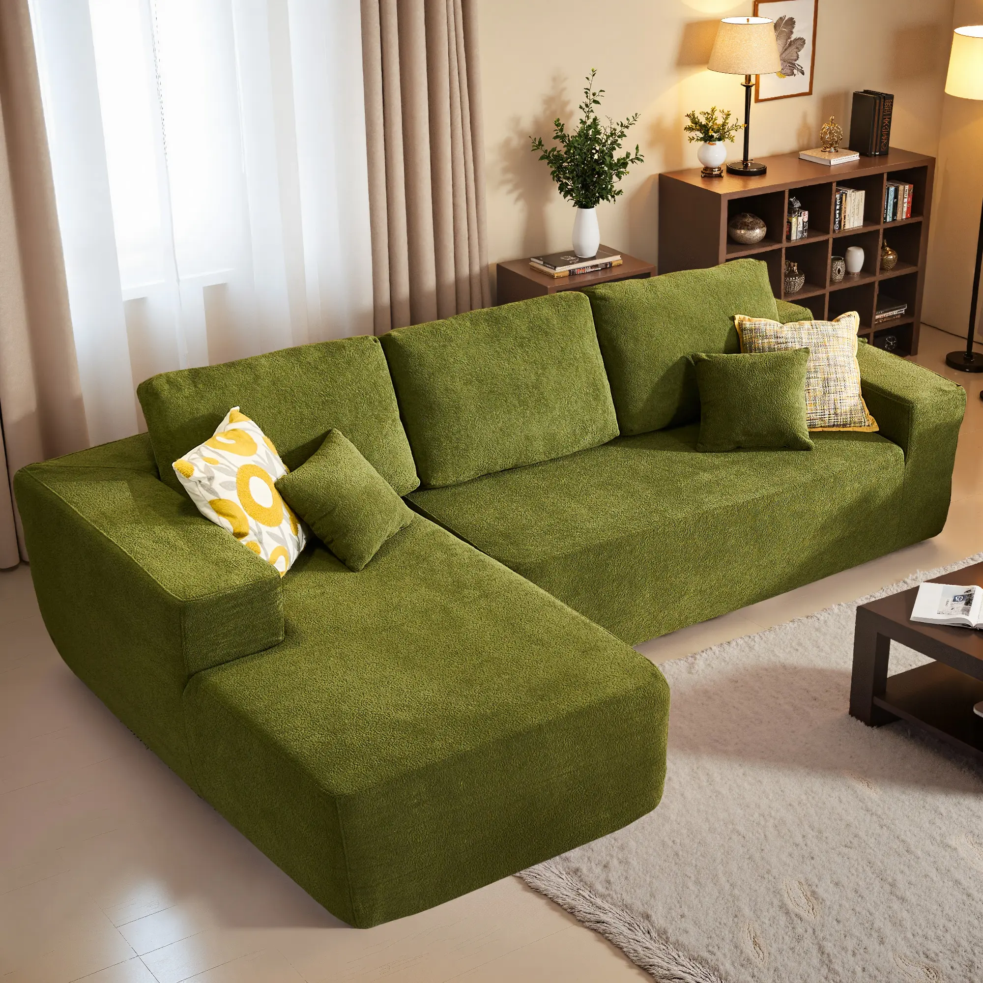 CAODOC Cloud Sectional Sofa 104" L-Shaped with Deep Seat Modern Modular Design Couch, No Assembly Plush Corduroy Couches Living Room & Bedroom,Free Combination(2 Packge Delivery)