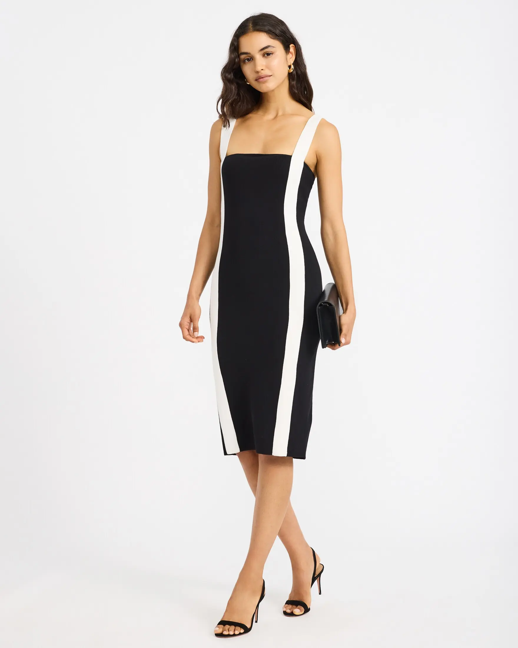 Express Color Block Square Neck Midi Sweater Sheath Dress