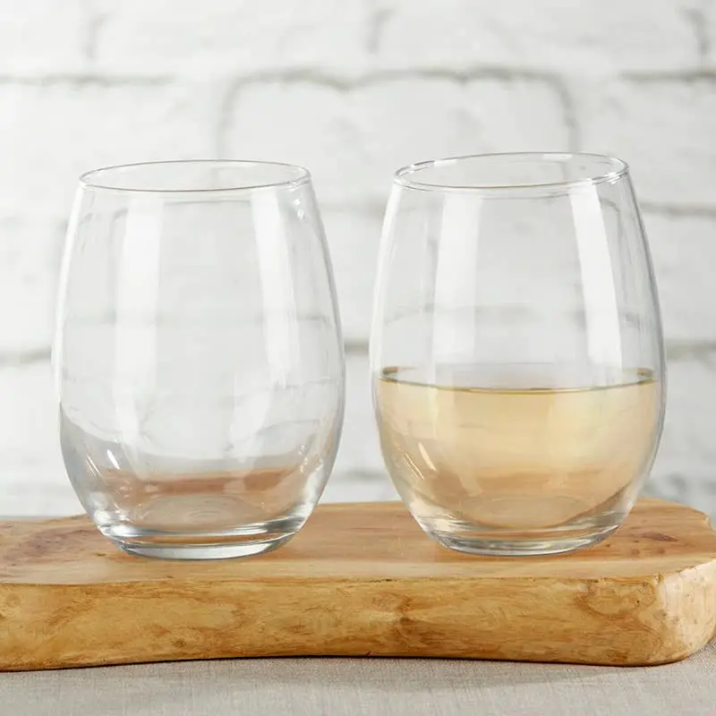 Kate Aspen Personalized 9 oz. Monogram Floral Wreath Stemless Wine Glass Drinking Glasses and DIY Favor Decor for Wedding, Bridal Shower Party with Customized Designs Text Lines (Blank, 36)