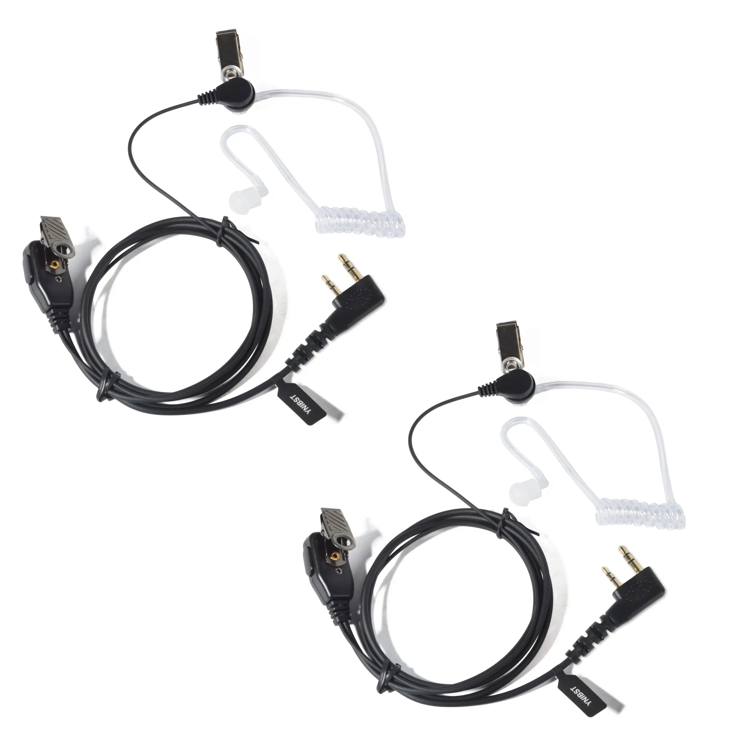 YNIBST 2 Pin K Plug in-Ear Walkie Talkie Earpiece Clear Air Acoustic Tube Headset for Kenwood Baofeng UV-5R UV-82 BF-888S TK-3400 TK-2100 Retevis H-777 TYT Wouxun, Covert Surveillance Kit PTT Microphone for Police Security and Law Enforcement Use(2 Pack)