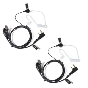 YNIBST 2 Pin K Plug in-Ear Walkie Talkie Earpiece Clear Air Acoustic Tube Headset for Kenwood Baofeng UV-5R UV-82 BF-888S TK-3400 TK-2100 Retevis H-777 TYT Wouxun, Covert Surveillance Kit PTT Mic for Police Security and Law Enforcement Use(2 Pack)