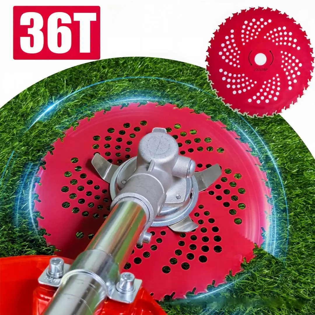 230mm Alloy Metal Vented Hole Lawn Mower Blade, 36t Tooth Multi-Hole Cutting Blade Compatible with Garden Grass Trimmers, Brush Cutters