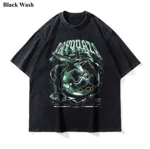 Vintage Rayquaza Wash Tee, Pocket Monster Graphic Tees, Pocket Monster T-Shirt, Unisex Anime Shirt, PKM Gift, Gym Workout Shirt, Menswear Womenswear Streetwear Top Fit Oversize