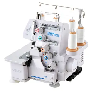 VEVOR Serger Overlock Sewing Machine, 1250 Stitches Per Minute, 2-3-5 Thread Capability, with LED Light and Strong Suction Feet, Heavy-Duty Metal Frame Sewing Machine for Various Fabrics, White, Led Lighting