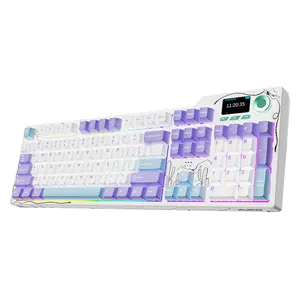 Ajazz AK35I V4 Full-Size Wireless Mechanical Gaming Keyboard - USB Rechargeable, Rotary Knob, Smart Screen Numeric Keypad, Customizable Creamy Design, Ideal for Esports & Office Use, Christmas Gift Option, Usb Rechargeable Keyboard
