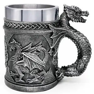 Unique Medieval D&D Dragon Game  Mug of Thrones Merchandise 21oz  Large Beer Steins Viking Tankard Dungeons and Dragons Gift Ideas Coffee Cup Gift Vintage Heavy Duty Mug for Dragon Collector Father Day Gift Party Decoration