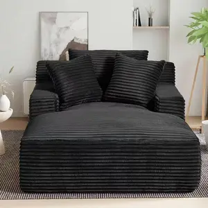 67-in Oversized Boneless Chaise Lounge Couch - Upholstered Cloud Sofa Bed with Throw Pillows, Armrests, Luxurious Plush Faux Fur Corduroy, No Assembly Required - Boneless Couches for Sofas Living Room