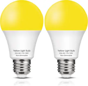Light Bulbs Outdoor, 40W Equivalent Amber Yellow LED  Lights for Outside, 6W 500LM 2000K for Porch Lights, Non-Attracting, Not- A19 Bulb for Patio, Deck, Backyard, Hallway, 2 Pack