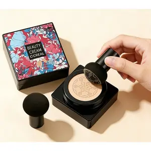 Mushroom Head BB Cream Air Cushion, Hydrating Concealer Foundation with Primer for Daily Nude Look