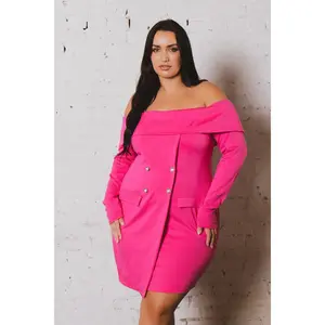 Plus Size Boss Babe Blazer  Dress - Fuchsia