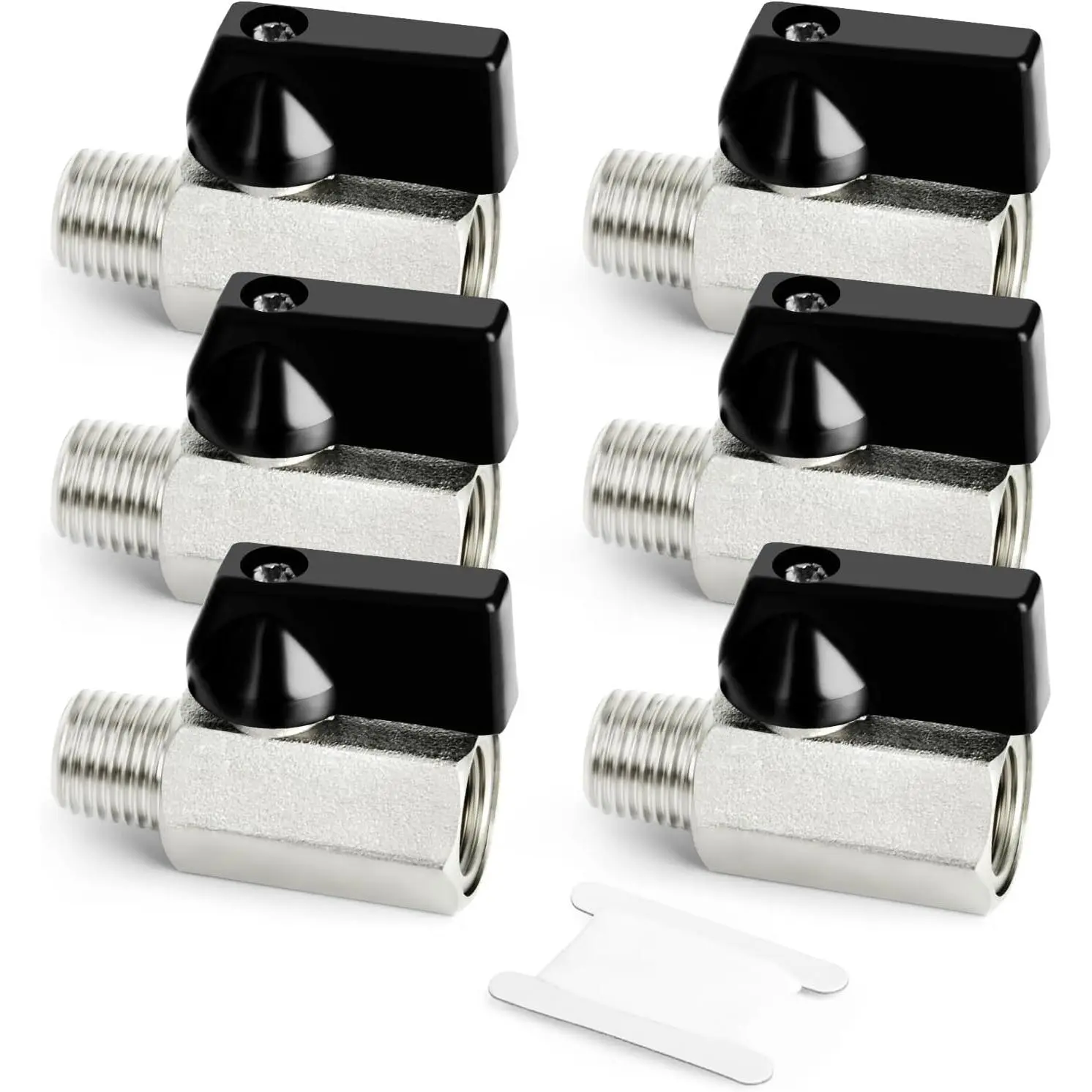 3PCS Heavy Duty Hardware Mini Brass Ball Valves with Nickel & Double O-Ring, 150 PSI, 1/4-Inch 1/4FNPT x 1/4MNPT Pipe Thread Hydronics Fittings for All Seasons Plumbing Applications