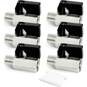 3PCS 1/4 Inch Mini Brass Ball Valve Shut Off Switch, 1/4 Inch Male x Female NPT Thread Pipe Fitting