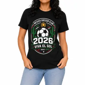 Mexico Soccer Club 2026 Cactus Graphic Tee Casual Unisex Cotton Tee Vintage Graphic Tees for Women Cute Tops T Shirts Women's Graphic Tees Oversized Viva el Gol Tee
