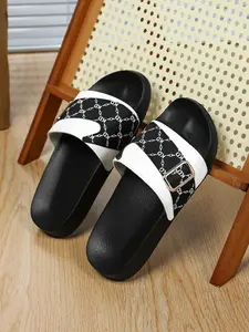 Men's Fashion Brand Slippers, Ultra Soft Durable Sandals, Casual Summer Indoor Outdoor Thick Sole Slippers, Eva Sole, Random Pattern, Thick Bottom Slippers