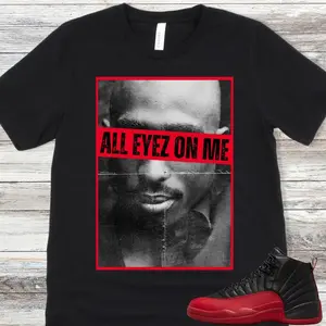 Unisex T-shirt to match Jordan 12 Flu Game Black & Varsity Red - AEOM. 100% Cotton for Casual Wear. Comfortable Summer Unisex T-Shirt to match Jordan Sneaker. Streetwear Style. urban outfitters