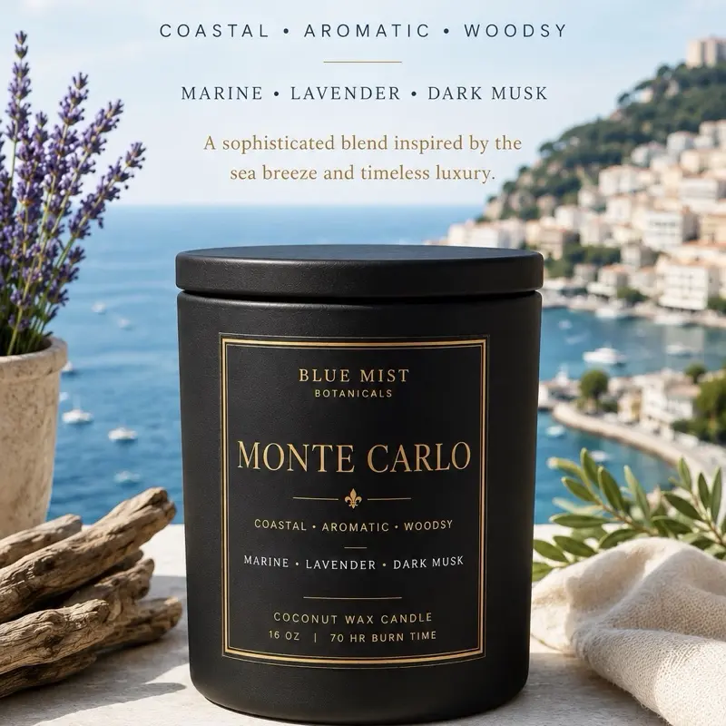 Blue Mist Botanicals Monte Carlo Luxury Double-Wick Light Candle, Home Decor Accent
