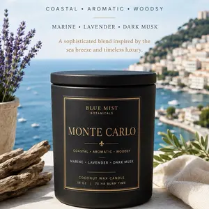 Blue Mist Botanicals Monte Carlo Luxury Double-Wick Light Candle, Home Decor Accent