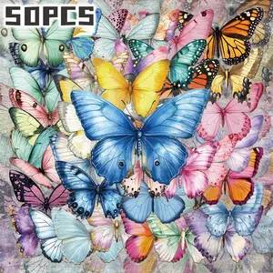 50PCS Colorful Butterfly Aesthetic Stickers Pack, Vibrant Butterfly Art Vinyl Stickers for Laptop Water Bottle Phone Case Skateboard Journal Scrapbook DIY Decoration