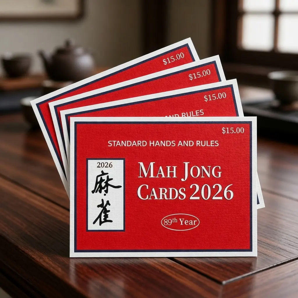 Mahjong Card 2026 Official Revision, 4‑Pack Large Print Easy‑Read NMJL Player Guide with Standard Rules for Mahjong Clubs, Game Tournaments