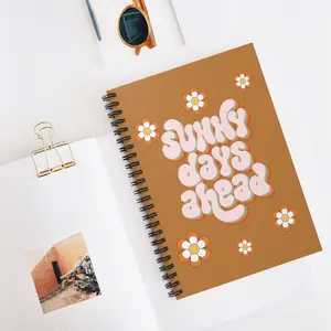 Sunny Days Ahead Journal, Spiral Notebook, ruled lined - Beach Vibes Stationery, Summer Diary, Travel Journal, Inspirational Planner,