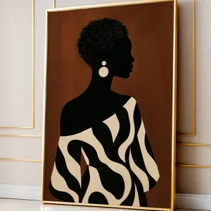 African American Black Woman Wall Art Print, Afrocentric Home Decor, Graceful Abstract Artwork, Modern Fashionable Glamour Chic Illustration