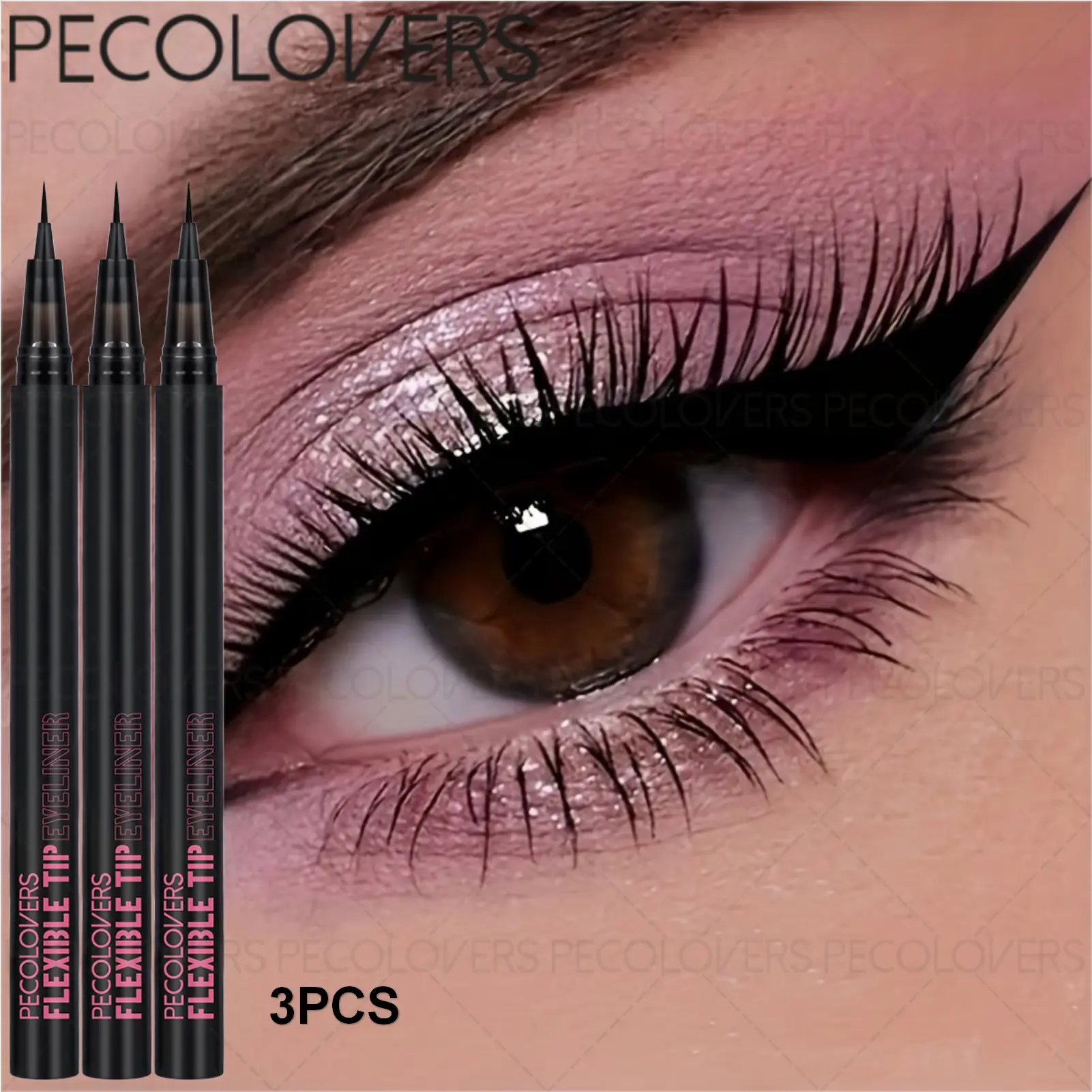 3Pcs Precise Liquid Eyeliner, Even Coloring Eye Marker, Clear Contour Eye Styling Pen, Beginner Friendly Tool For Office And Dating Scenes, Black and Dark Brown and Green and Pink and Navy, Eye Beauty Product