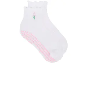 Souls. Ruffle Flower Socks in White