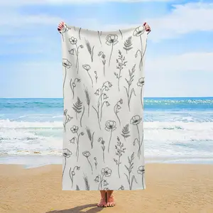 Oversized Floral Beach Towel - Aesthetic Botanical Wildflower Quick Dry Swim Towel - Double-Faced Plush Microfiber Pool Towel - Sand Free Multipurpose Bath Towel for Women, Summer Travel, Yoga & Spa