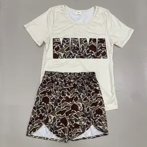 Adult Women Summer Outfit Mama Camo Shorts Set Mother's Day Gift