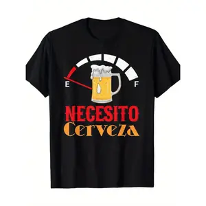 Necesito Cerveza Mexican Beer Funny Men's Summer Casual T-Shirt Comfortable Breathable Soft Slightly Stretching Street Hip Hop Style 100% Cotton All-Season Wear Individuality Unisex Top Streetwear Round Neck Shortsleeve Tropical