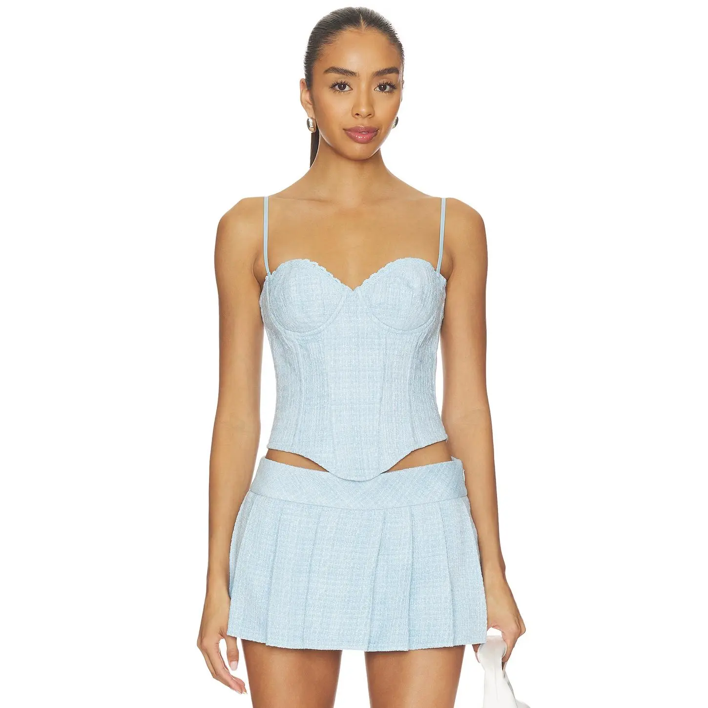 GUIZIO Genevieve Lace Trim Bustier in Baby Blue