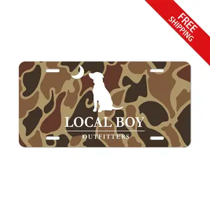 Camo Local Boy Outfitters LBO License Plate, Car Accessories, Funny Gift - Lightweight Aluminum, Pre-Drilled holes vehicle decor