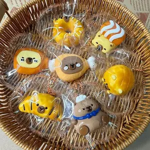 Cute Fun Capybara Pinch Squeeze Toy Silicone Stress Relief Toy Cream Mud Feel Decompression Slow Rebound Toy Keyring Charm Gifts