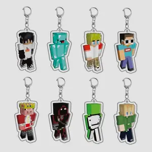 Dream Tommy Tubbo Technoblade DSMP Keychain, Minecraft Pixel Skin Acrylic Bag Charm, Game Fan Collectible Keyring Gift