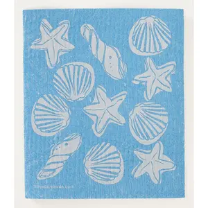 Seashells on Blue Swedish Dishcloth
