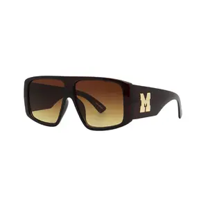 Mad Shade Bold Brown Flat Top Mob Frame Sunglasses with Brown UV400 Lens #33