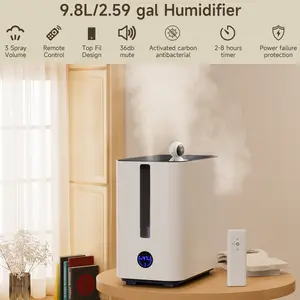 Areyourshop 9.8L Large Capacity Humidifier 800ml/h Nano Four-Spray 50H Runtime 34dB Ultra-Quiet Top-Fill Smart Display with Timer & Auto Shut-Off