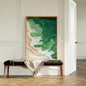 [UNFRAMED POSTER] Sage Green and Beige Textued Japandi Art, Living Room Wall Art, Mid Century Wall Art