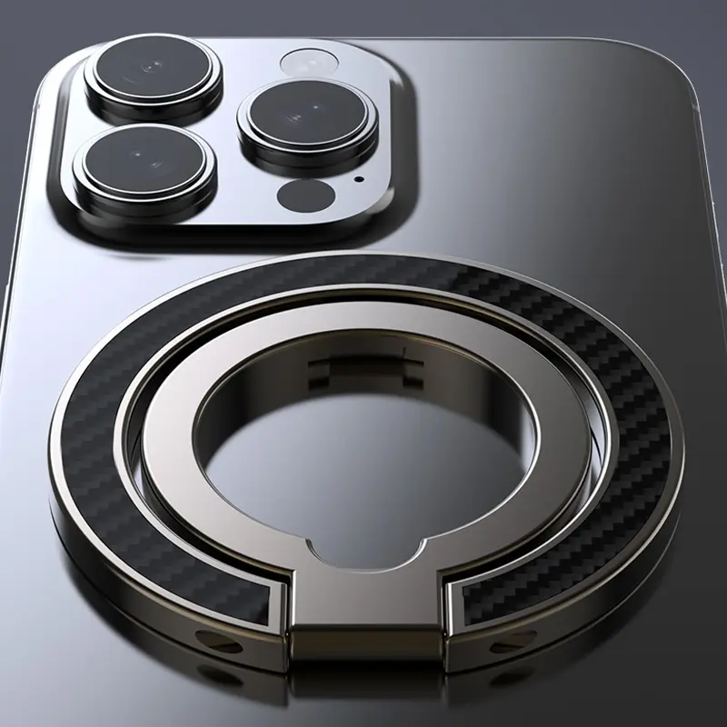 Dual-Sided Strong Magnetic Phone Ring Holder, Compatible with Magsafe, Foldable Design, 360 Degree Rotation, Portable Metal Magnet Mount, Magnetic Phone Stand, Magnetic Smartphone Holder