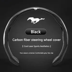 Car Carbon Fiber Anti-Slip Steering Wheel Cover, Protective for Ford Mustang, Explorer, Edge, Fusion, Mondeo, F150, F250, F350, F450, F550