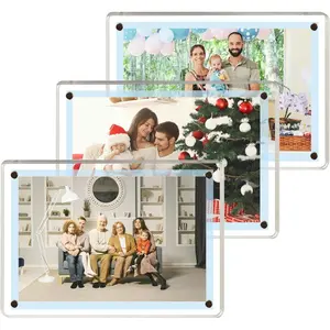 3 Pack 5x7 Inch Double-Sided Clear Acrylic Magnetic Photo Display Frames for Refrigerator