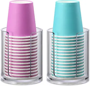 Bathroom Cup Dispenser, 2 Pack Mouthwash Cups Holder - Small Disposable Paper Cup Holders for Rinsing Cups on Bathroom Vanity Countertops