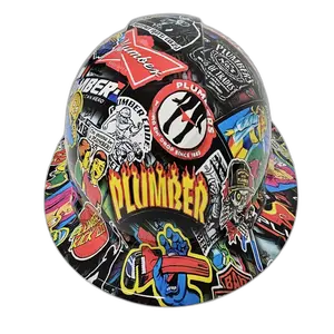 Plumber Trade Sticker Bomb - Custom Hydro Dipped Full Brim Hard Hat