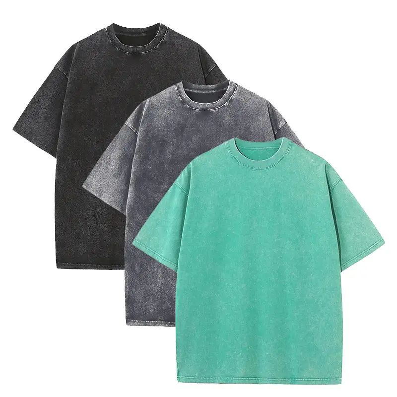 Solid 3-Pack Hip Hop t shirt Men fashion Cotton Harajuku Multicolors Oversized Washed T-shirt women Unisex Summer Retro Short Sleeve Tee top
