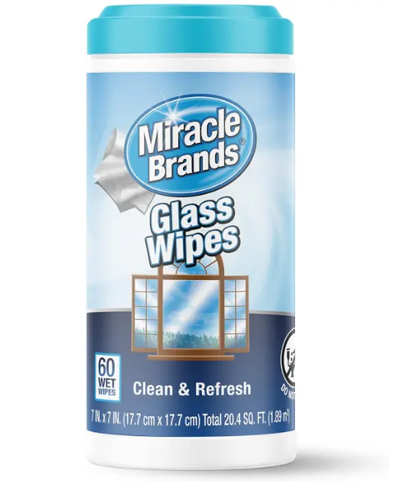 MiracleWipes for Glass, Disposable and Streak Free Cleaning Wipes for Mirrors, Windows, Kitchen, Home, and Auto- 60 Count