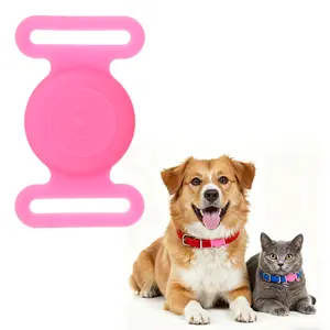 PETAXCELL Dog Collar Tag, Dog Tracker Holder Silicone Tag Protective Case Waterproof Cat Collar Holder, (Luminous Pink), Intended for Pet Puppies Kittens Tracking Accessories