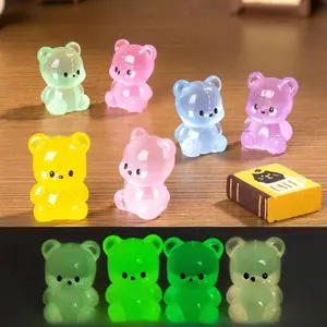 10/30Pcs Cute Mini Teddy Bear Ornament Glowing in The Dark Teddy Bear Miniatures Micro Landscape Crafts Ornaments Desktop Decor