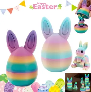 Easter Egg for Kids 3D Printed Colorful Easter Basket Stuffer, Cute Desk Decor, Decorative Easter Egg for Home