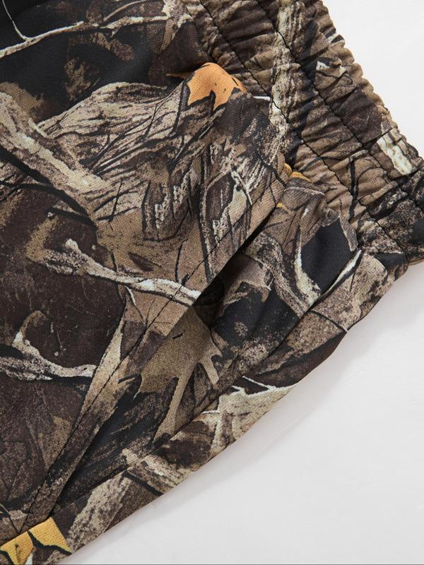 Men's Camo Tree Print Pants, Street Fashion Casual Loose Trousers for Daily Wear, Men's Bottoms for Summer